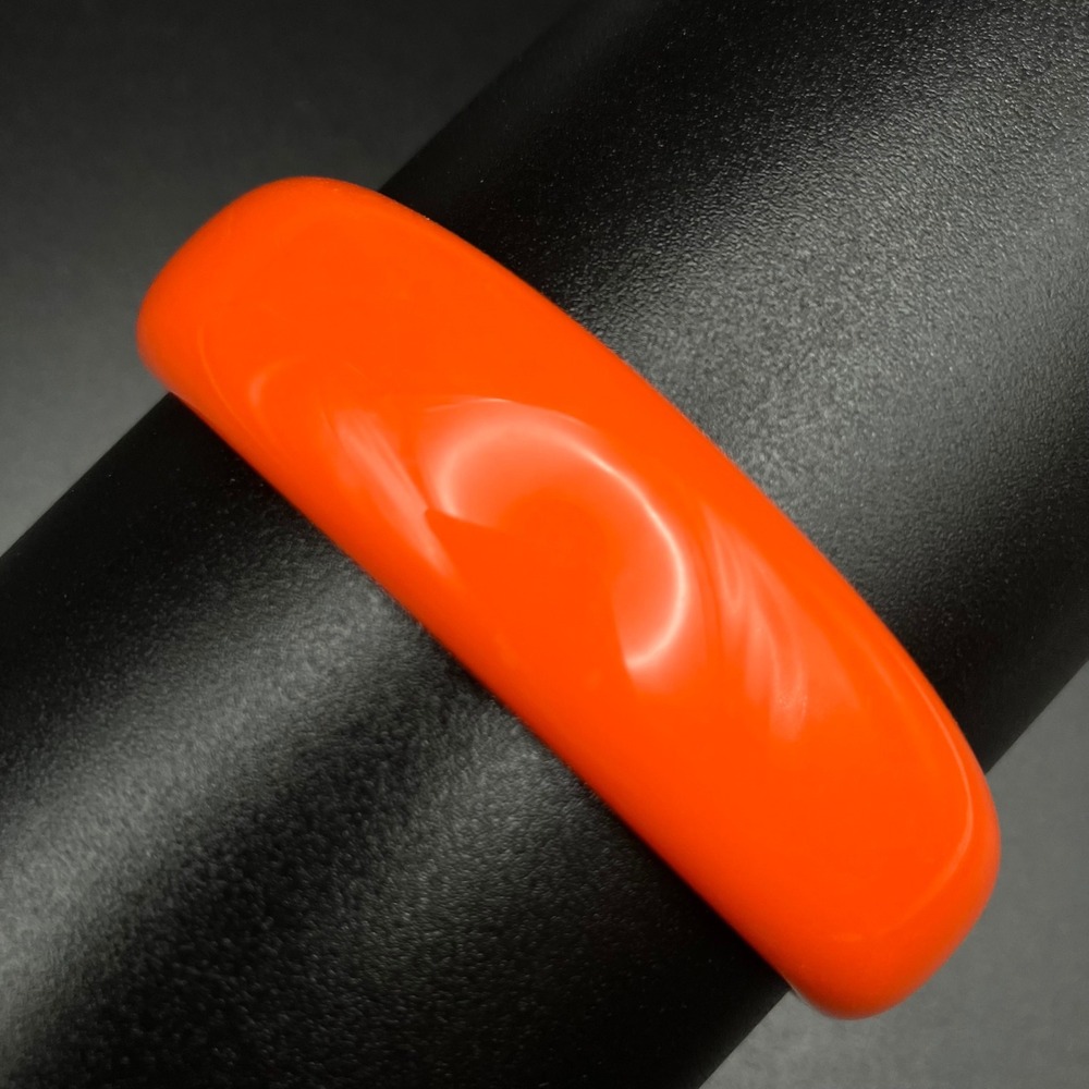 Chunky Orange Bangle Bracelet Bright Mod Acrylic Domed Wide Slip On Size 8